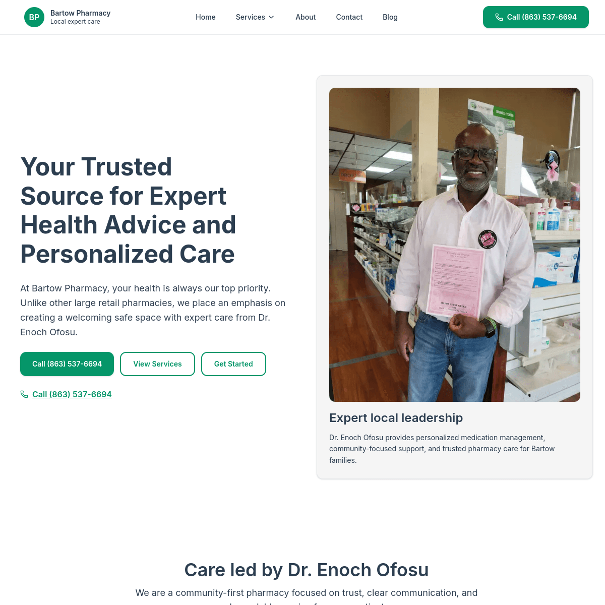 Bartow Pharmacy homepage preview
