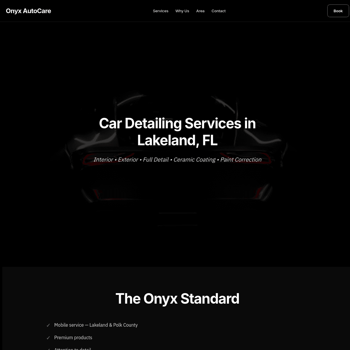 Onyx AutoCare homepage preview